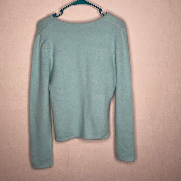 Sarah Spencer Sweater Womens Medium Blue V-Neck‎ Soft Angora Wool Preppy Office - Picture 3 of 12